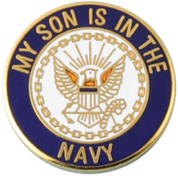 Son is in the Navy Circle Pin-Blue