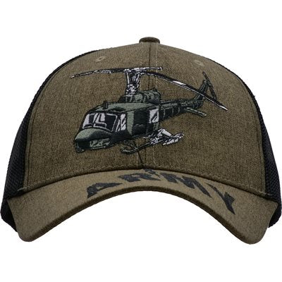 Army Cap w/Huey Green and Black Mesh