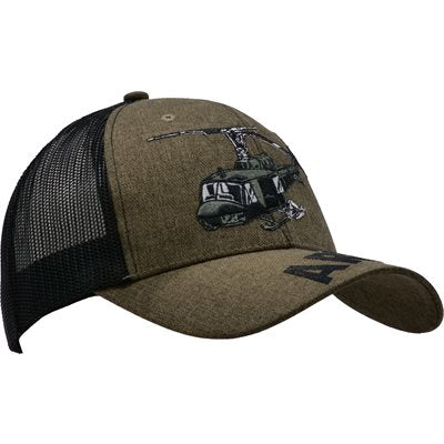 Army Cap w/Huey Green and Black Mesh