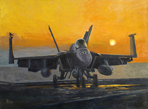 FA-18 Hornet @ Sunset - Color Drawing