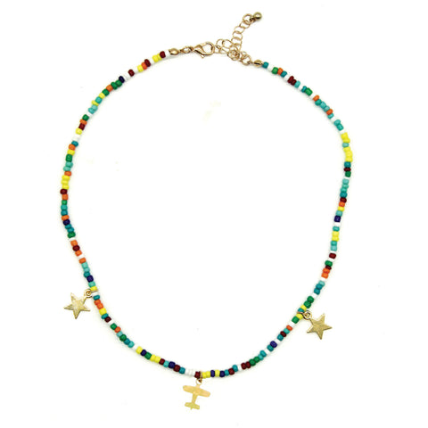 Seed Bead AV Charm Necklace