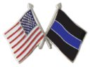 Thin Blue Line Crossed Flags Pin