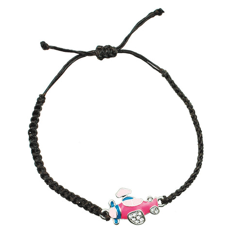Enameled Braided Bracelet-Airplane : brown band