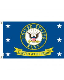 USN Served W/Pride Flag-3 x 5